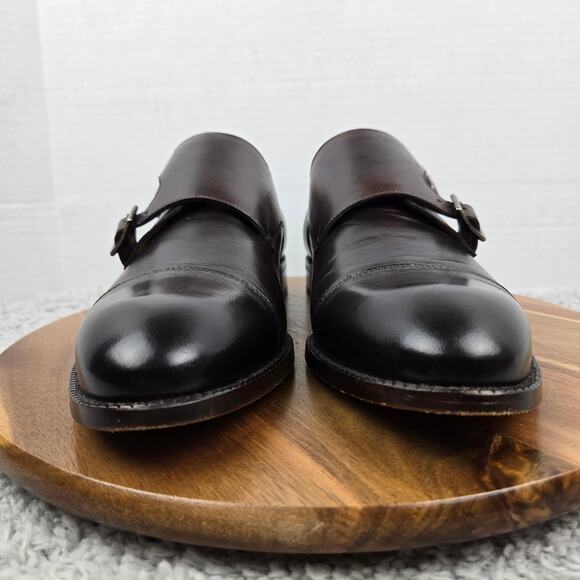 Beckett Simonon Mens 9 Brown Double Monkstrap Almond Toe Loafer Dress Shoe - Picture 4 of 14